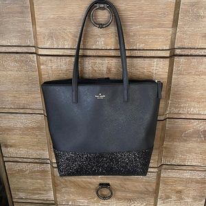 EUC Kate Spade Greta Court Glitter tote in black